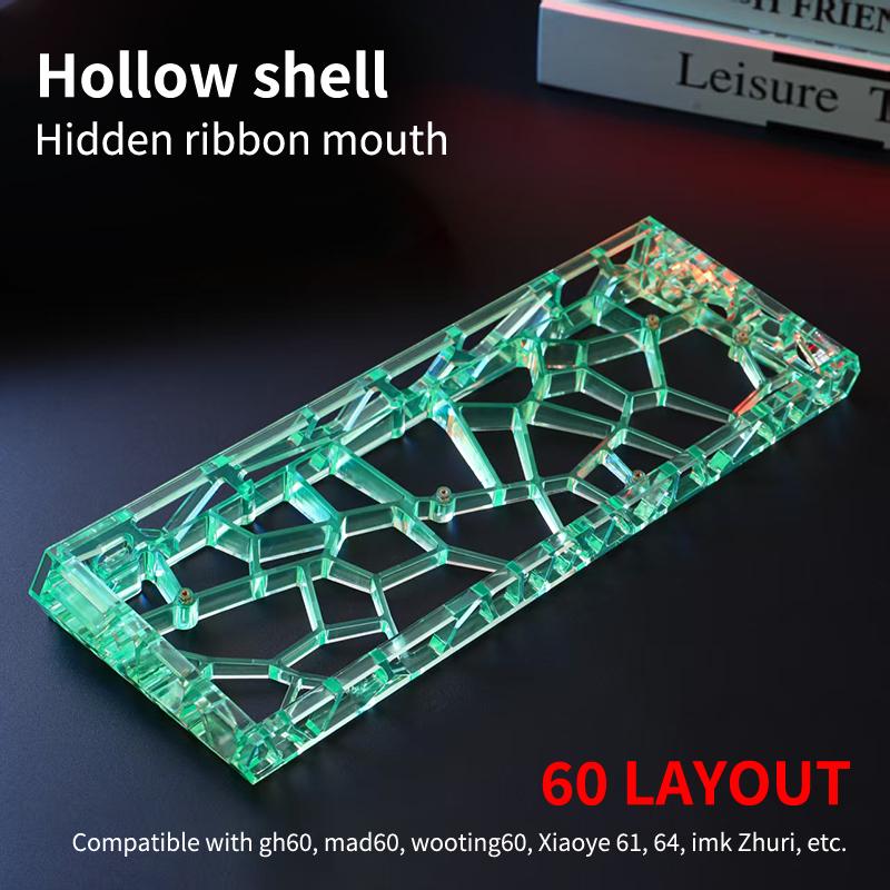 GH60 Hollow Transparent Keyboard Shell, Universal 60% Layout Case For Mechanical Keyboard DIY Custom Accessories