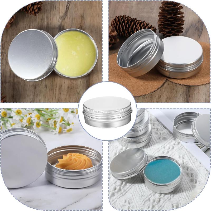 30pcs Screw Top Round Tins 2oz Aluminum Container Cans with Screw Lid Durable Aluminum Construction for Lotion Bars Balm Crafts