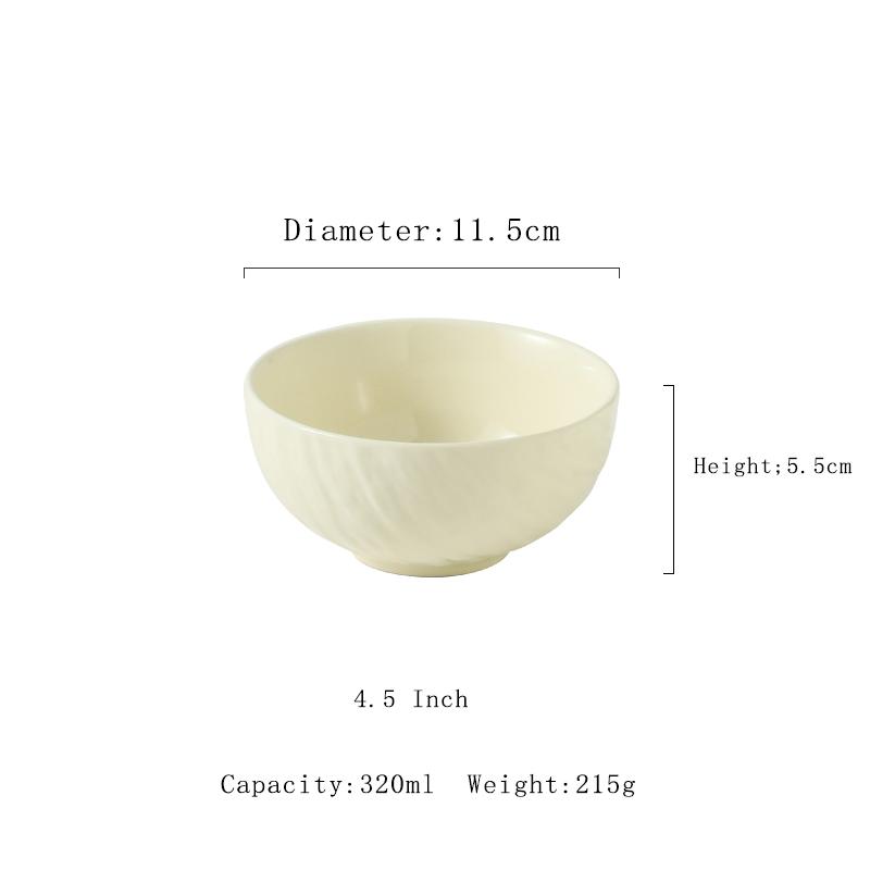 Ceramic Rice Bowl Chinese New Household 4.5 Inch Stone Pattern Solid Creative Dining Tableware Underglaze Colour Breakfast Bowl