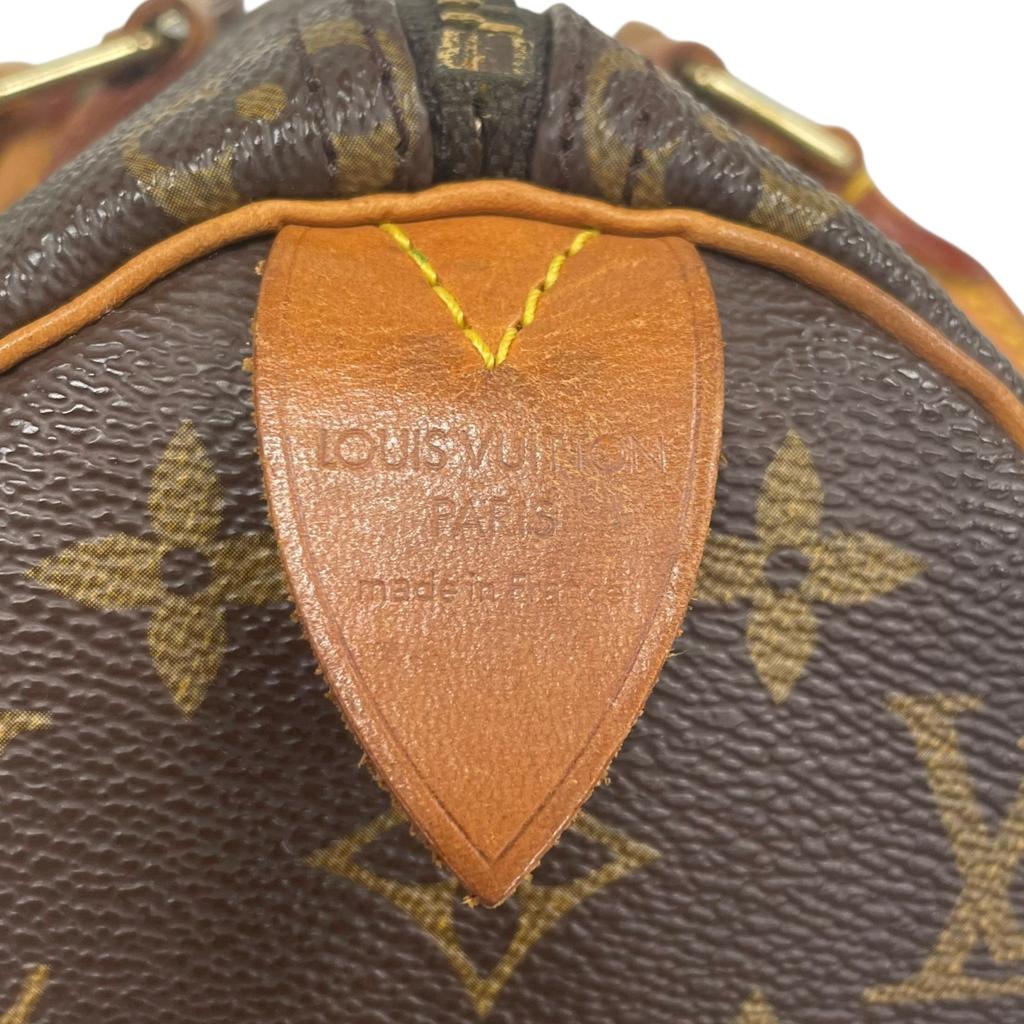 Used Louis Vuitton Monogram Speedy 25 M41528 Boston Bag Brown Authentic 1215