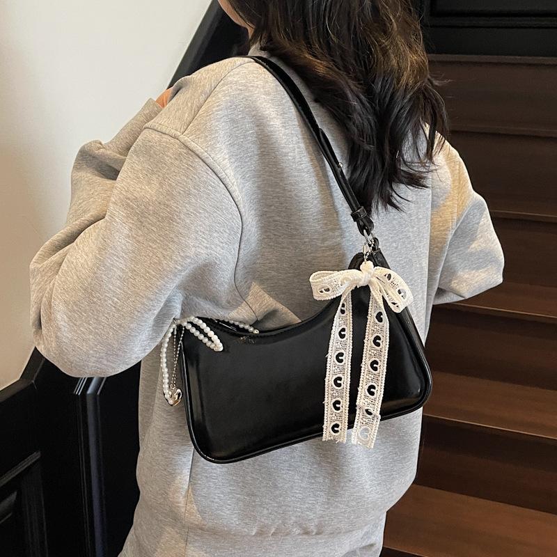 New simple high-quality texture pu candy-colored bow women's armpit bag shoulder messenger bag
