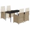 VidaXL Garden Dining Set with Cushions 5 Pcs, Table and Chairs with Adjustable Backrest and Footrest, Furniture 3212573