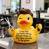 Resin Duck Statue Barber Figurine with Scissors and Comb, Yellow for Salon Decor, Handmade Hair Stylist Gift Creative Hairdresser Gift, Funny