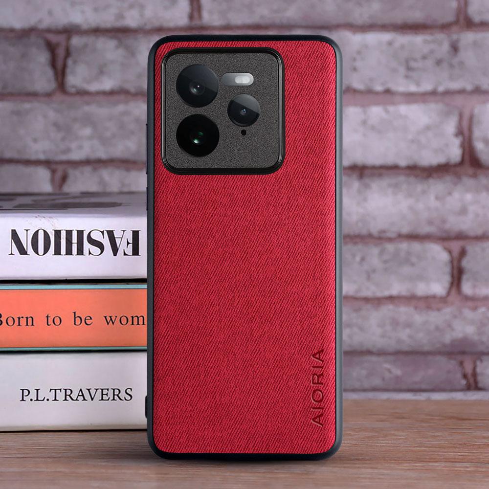

Textile Leather Case for Realme GT 7 8 Pro 15X 5G Hard material Phone Cover for Realme GT 7 Pro case for GT 7 Pro красный