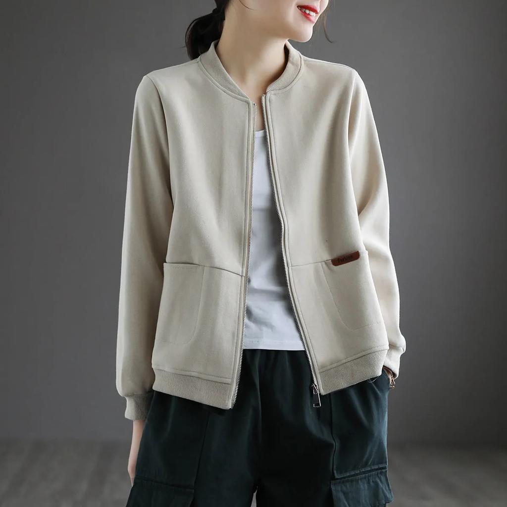 Solid Color Ladies Short Baseball Jacket Women Korean Spring Casual Jacket Tops Female Cardigan Zipper Jackets Fashion Coat