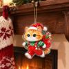 Acrylic Hanging Decor 2 Pcs Christmas Ornament Crystal Snowman Cat Santa Pattern Decoration Celebration Supplies Double Sided 2D Pendant for Holiday