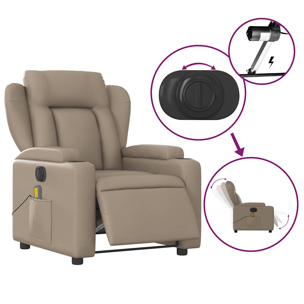 Electric Massage Chair Cappuccino Brown Faux Leather