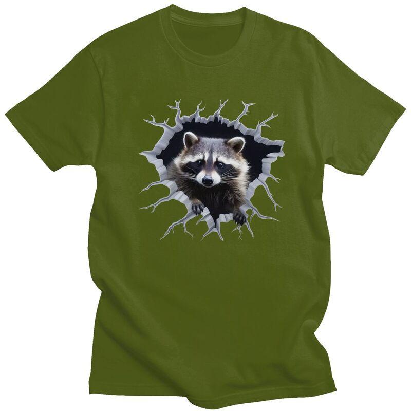 Custom Funny Raccoon T Shirts Men 100 Cotton Tee Tops Tshirts Casual Tshirt Clothing