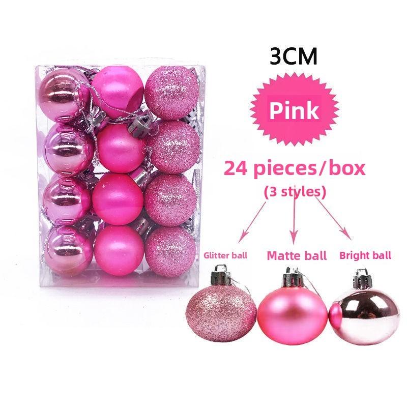 30mm Pack 24 Christmas Matte And Glitter Decor Ball Festival Props Atmosphere