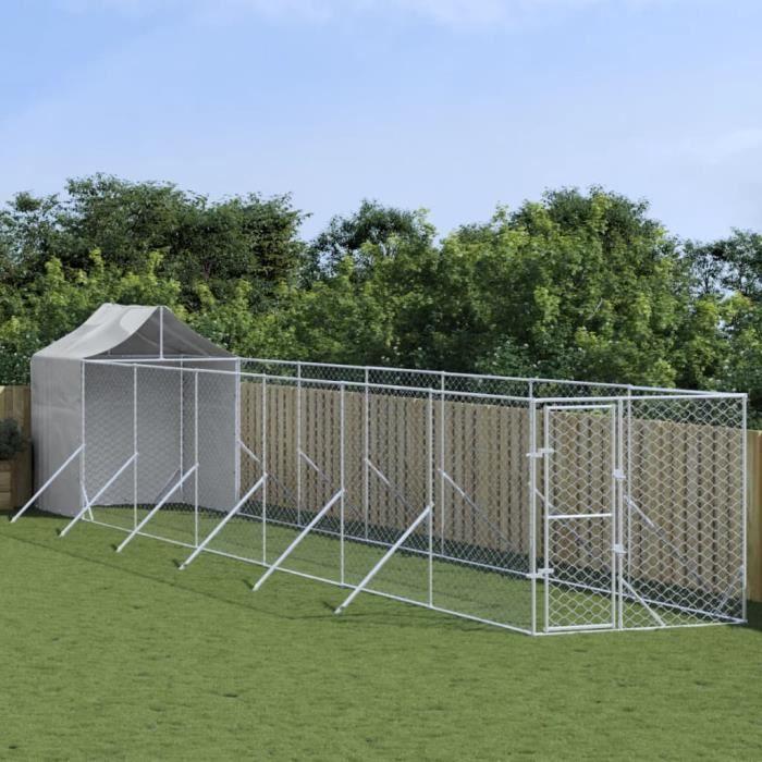 VidaXL Outdoor Dog Kennel with Silver Roof 2x14x2.5 M 3190477