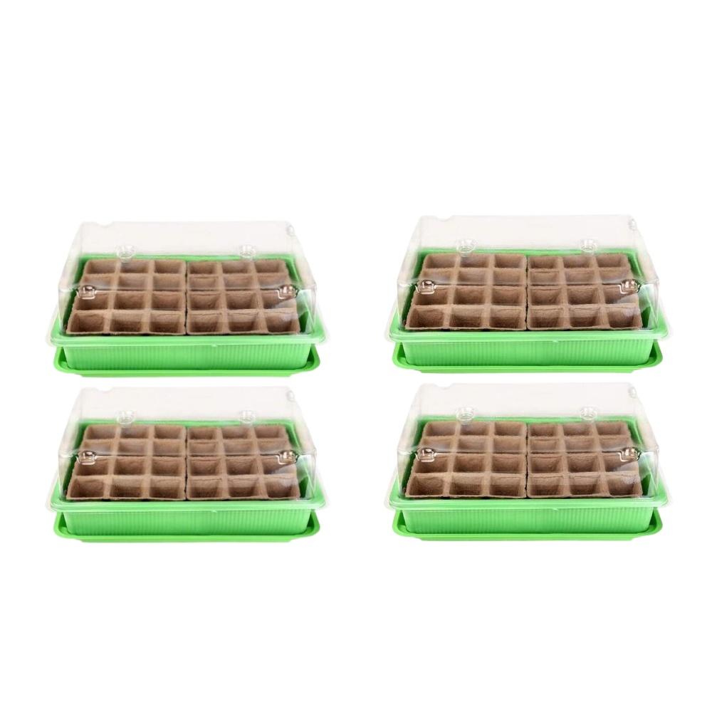 24 Cells Highter Nursery Pots Seeding Trays Seed Starter Kits Humidity Domes Cover Gardening Plant Germination Trays Box