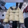 Autumn and winter new contrasting color doll collar down jacket women's short white duck down loose and thin plaid jacket