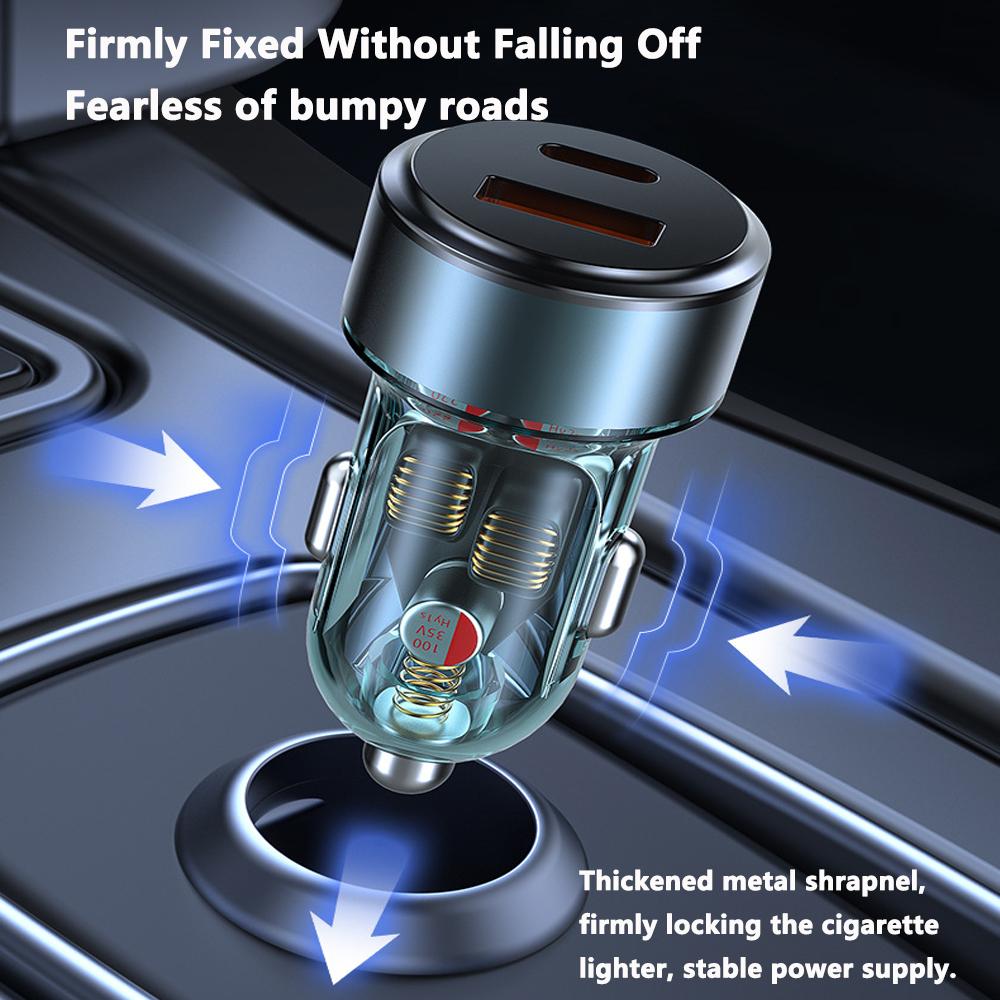 100W Mini Pull Ring Car Charger PD30W QC3.0 Fast Charging USB Type C Car Phone Charger Adapter for Xiaomi Samsung Huawei