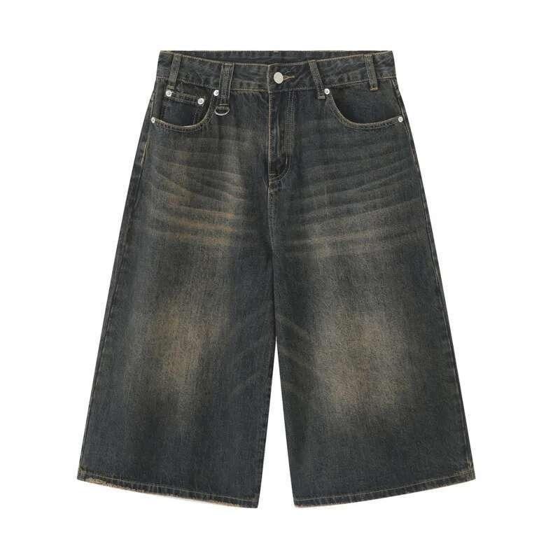 STREETRICH Korean Style Vintage Men's Jeans Summer Loose Male Wide Leg Knee Length Shorts New Washed Fashion Short Denim Pants