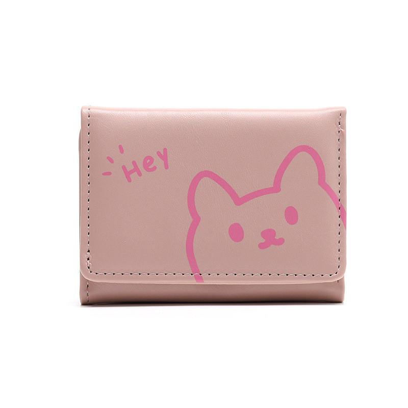 

Trendy Cartoon Print Three-fold Coin Purse Wholesale Wallet For Girls рожевий