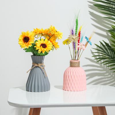 Hot Home Decoration Modern Rattan-like Simplicity Basket Arrangement Plastic Vases Anti-ceramic Flower Vase