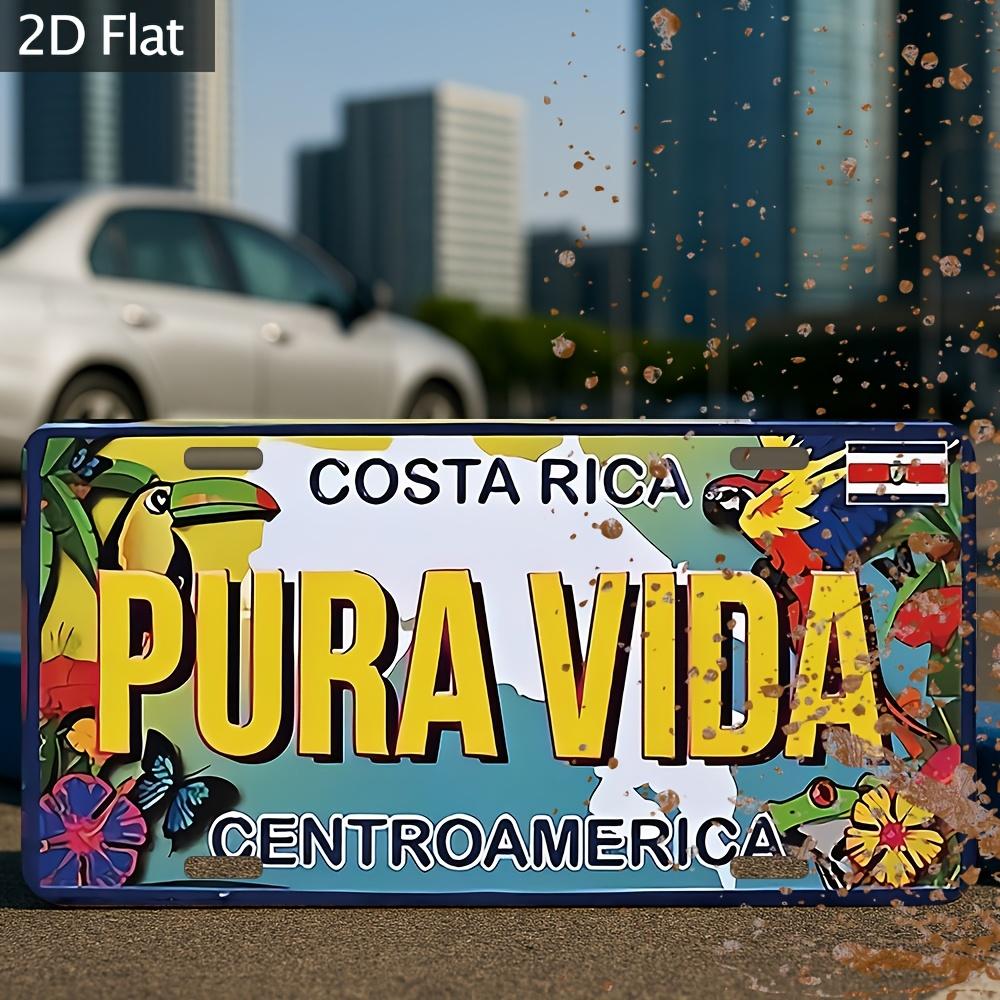 

Costa Rica Pura Vida Tropical Wildlife Themed Aluminum Metal Sign D Flat Printing Retro License Plate Style Wall Decor for Home 15x30cm(5.9x7.8inch)