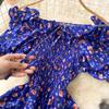 French Retro Floral Slimming High-Waist Long Dress with Pleated Drawstring and Big Swing Hem