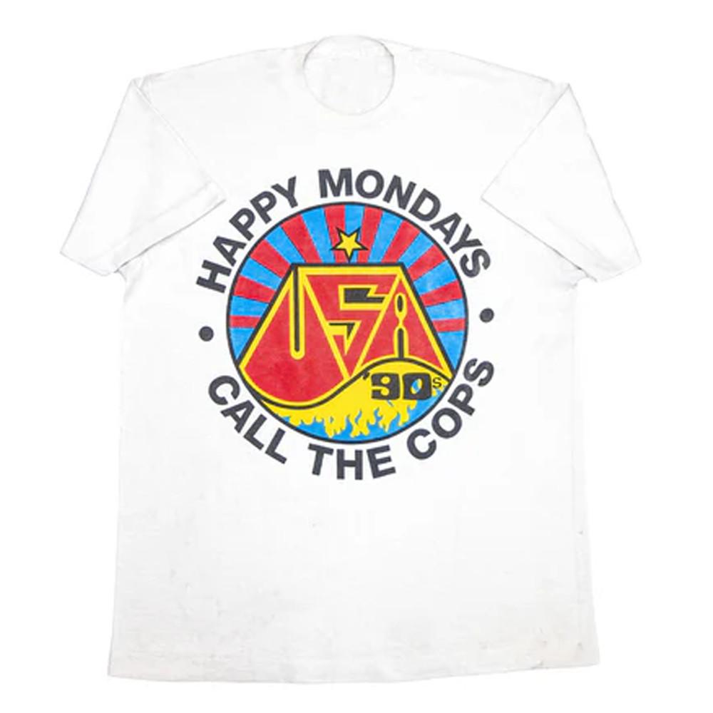 Happy Mondays band Call The Cops white T-shirt Unisex All sizes 1T238 Unisex T-Shirt L
