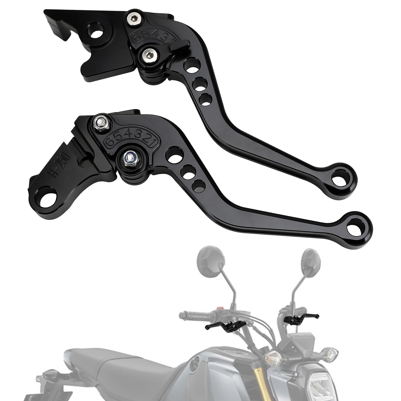 

JFG Motorcycle Brake Clutch Lever Set, Adjustable, Foldable, Aluminum, Compatible Vehicles, Monkey 125, GLOM125 [GROM125], MSX125, Motorcycles - Black чорний