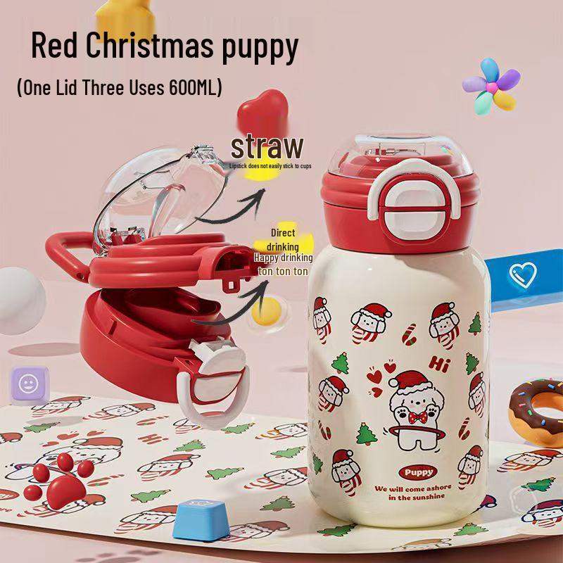 Kitten Thermos Cup: 2026 Stylish Insulated Straw Cup for Students - Cute, Portable, 316 Stainless Steel