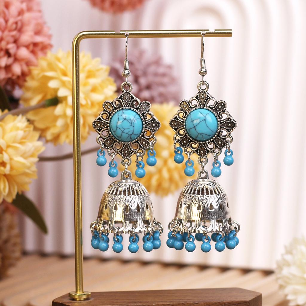 Retro Diamond-Encrusted Bells, Water Drop Ear Hooks, Light Luxury Bohemian Style Fashion Temperament Earrings