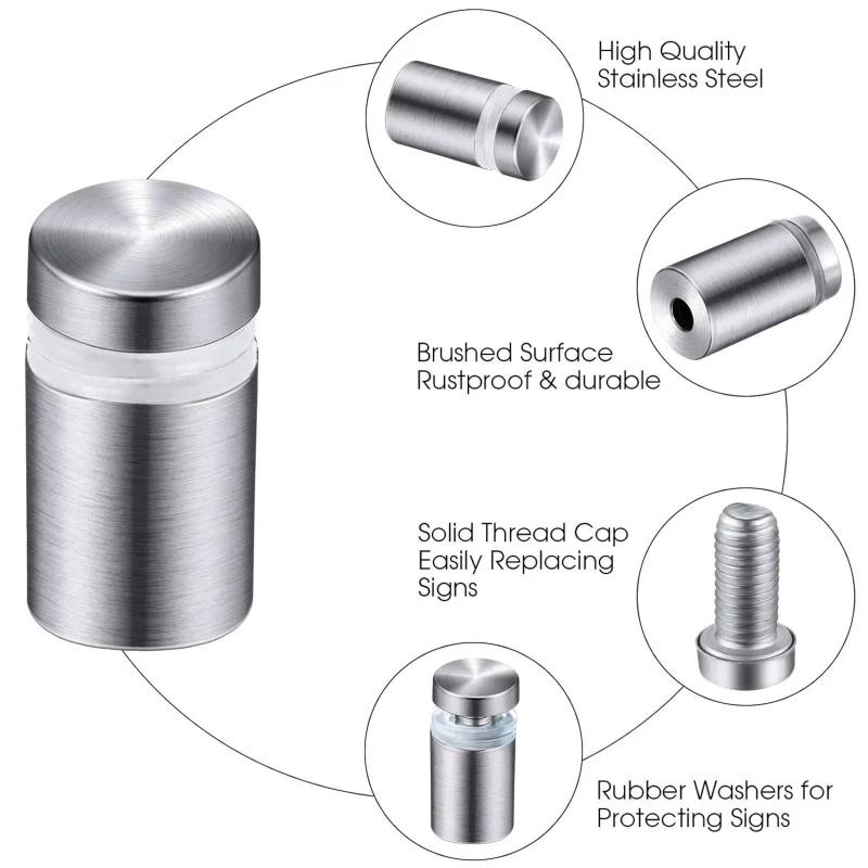 10pcs Sign Standoff Screws 12x25mm Advertising Screw Stainless Steel Wall Standoff Mounts Glass Acrylic Nail Mountting Hardware