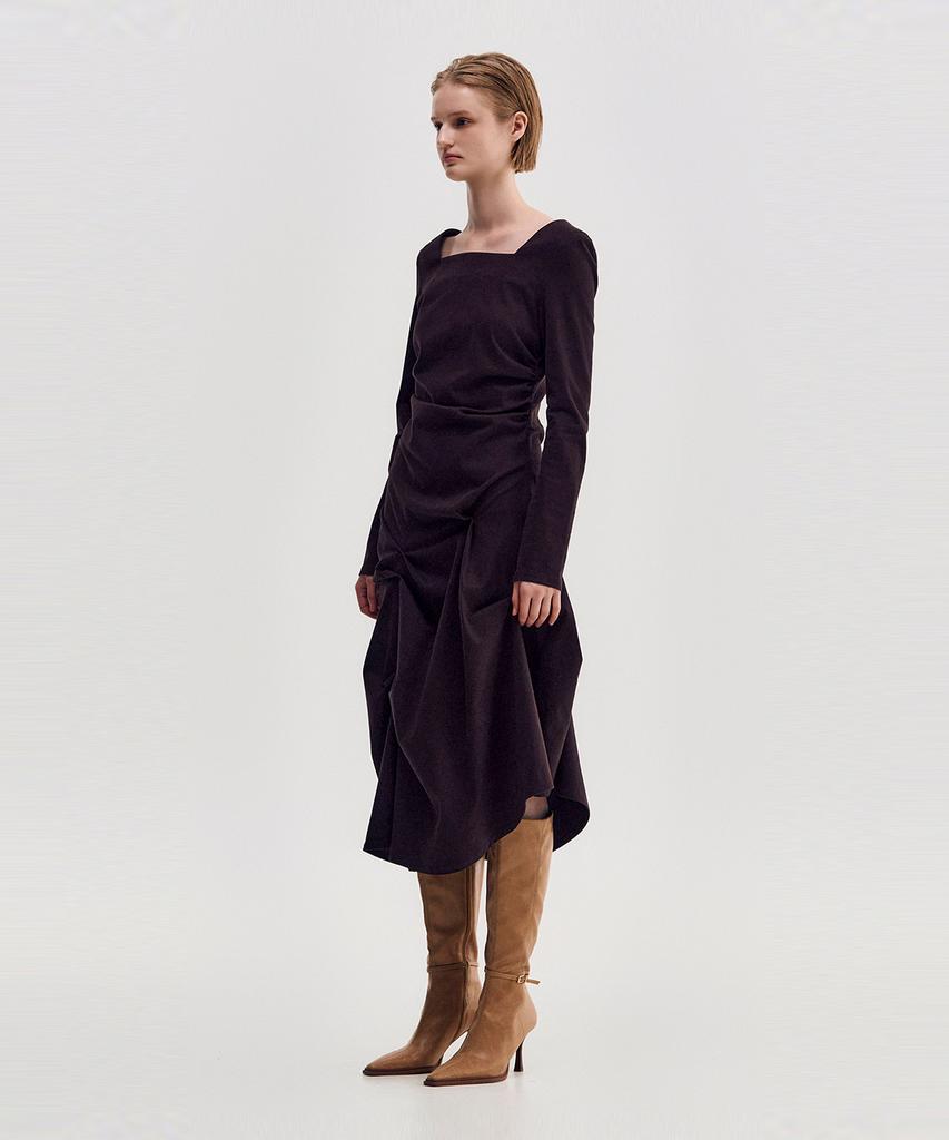 Kimjisu Dozi - Pinched Long Sleeve Dress _ Burgundy
