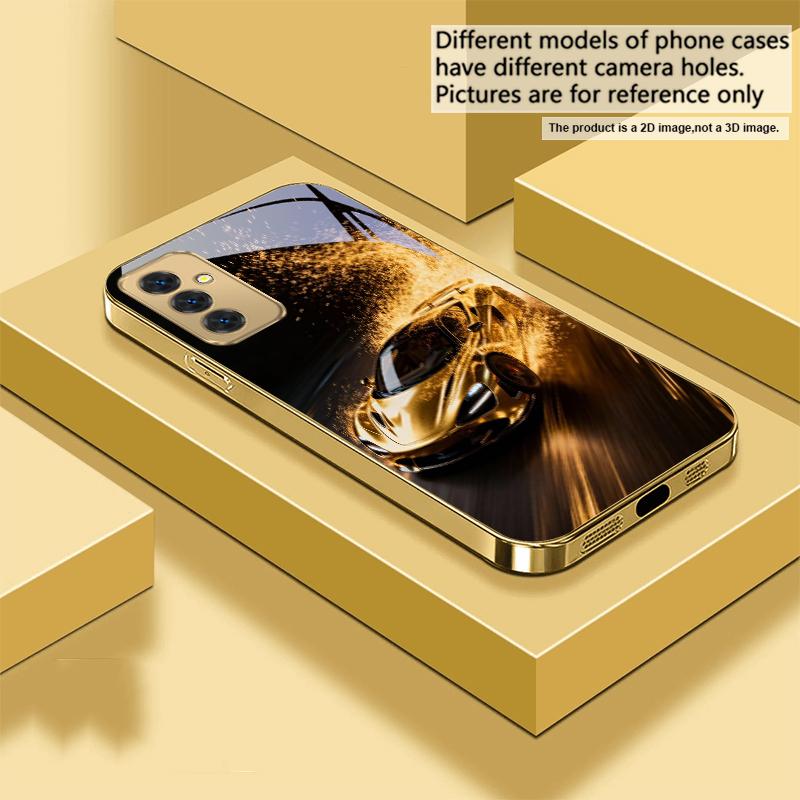 

Flying golden supercar For Samsung A 01 52S A04 A05S A10 A12 13 22 23 24 36 42 M02 Note 10 20Ultra 8 9 Golden glass phone case Galaxy Note8