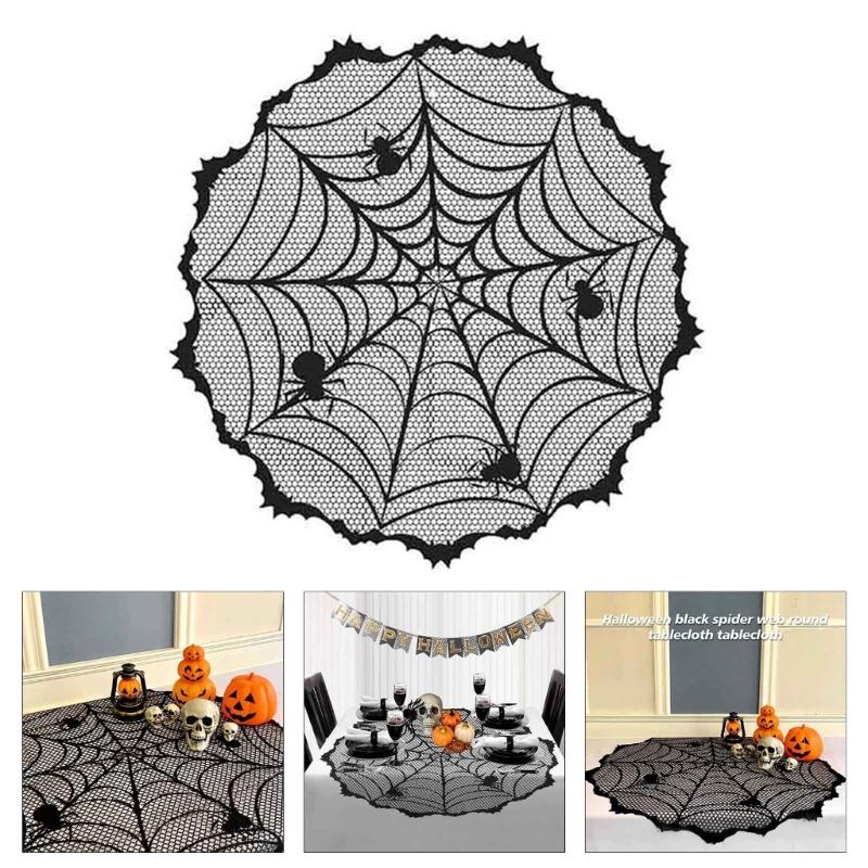 Spooky Halloween Polyester Cobweb Table Runner with Cobweb Pattern for Home and Event Decoration