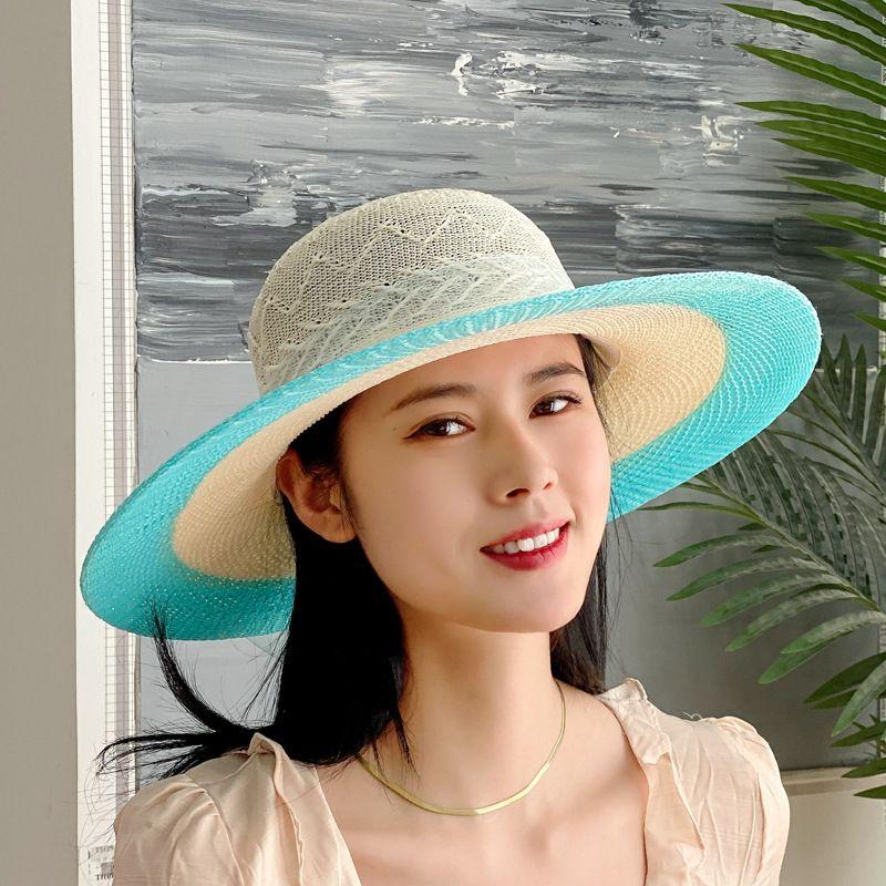 Straw Hat Women's Summer Foldable Beach Hat Face Covering Sun Hat Bow Fisherman Hat Sun Hat Basin Hat