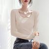 2025 Women's Slim Fit Black Long Sleeve Top: Versatile Low Neck Base Layer for Spring and Autumn