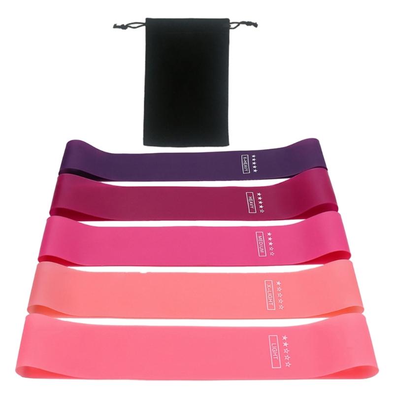 

5Pcs Squatting Resistance Band Fitness Band Nonslip Unisex Hip Circles Loop Resistance Band Elastics Fitness Band Set 1