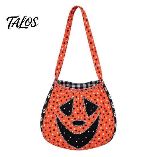 Kids Pumpkin Goodie Bags Halloween Trick‑or‑Treat Tote Bag, Ghost Face Candy Handbag, Party Favor Holders Reusable Bag for Costume Accessory