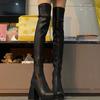 European and American wind over the knee leather boots women's 2025 new autumn and winter square head thick heel waterproof countertop zipper fashio