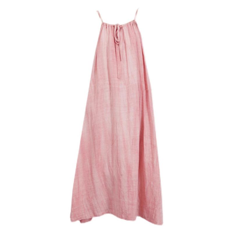 Dopamine pink suspender dress loose lazy wind year summer new sweet and spicy beach skirt women's clothing