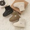 Fashion Minimalist Ankle Boots Solid Color Slip On Lightweight PU Fabric Upper PVC Sole Round Toe Boys Girls Ages Under
