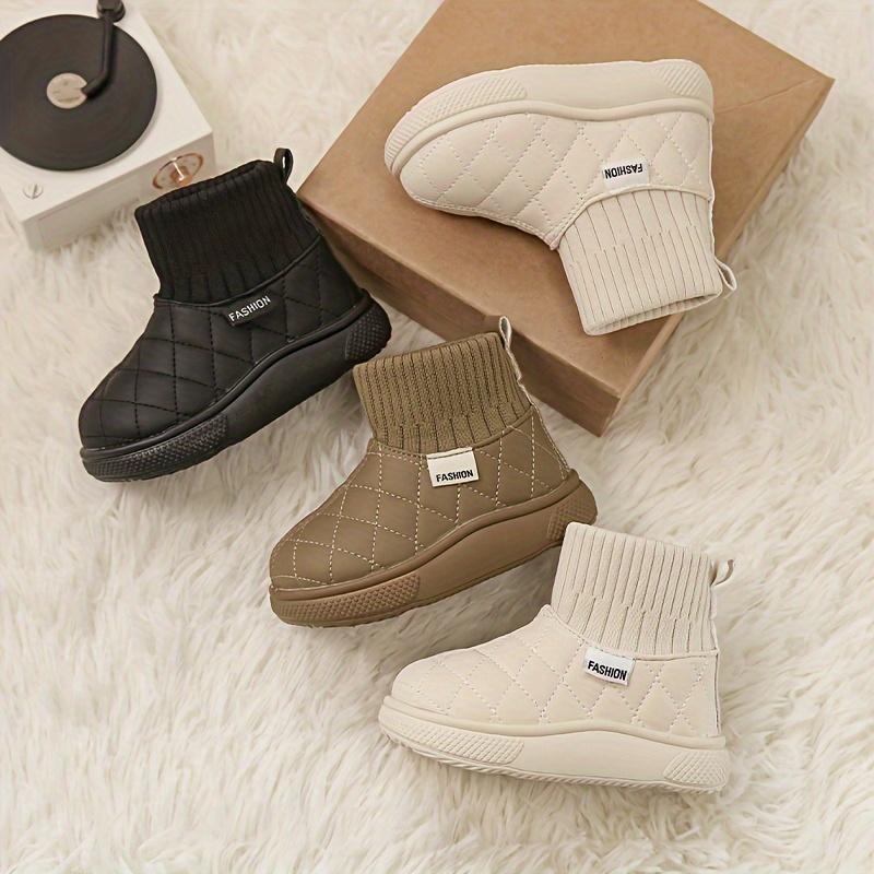 Fashion Minimalist Ankle Boots Solid Color Slip On Lightweight PU Fabric Upper PVC Sole Round Toe Boys Girls Ages Under