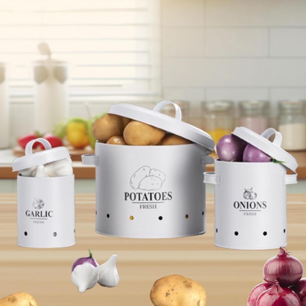 3er-Pack Küchenbehälter zur Aufbewahrung von frischem Gemüse, einschließlich Kartoffeln und Zwiebeln
