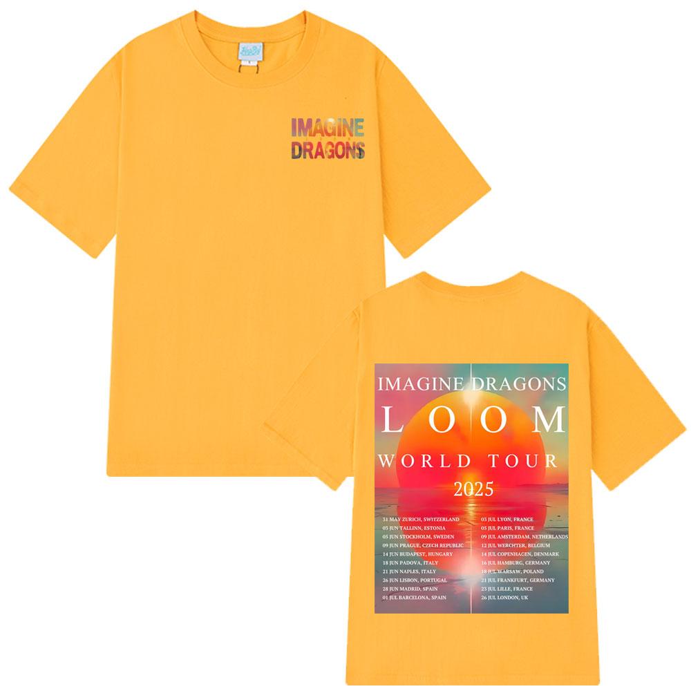 Imagine Dragons Band Loom Tour 2025 T-Shirt Men's Fashion Hip Hop Short Sleeve Oversized Soft Cotton Simple T Shirt Streetwear