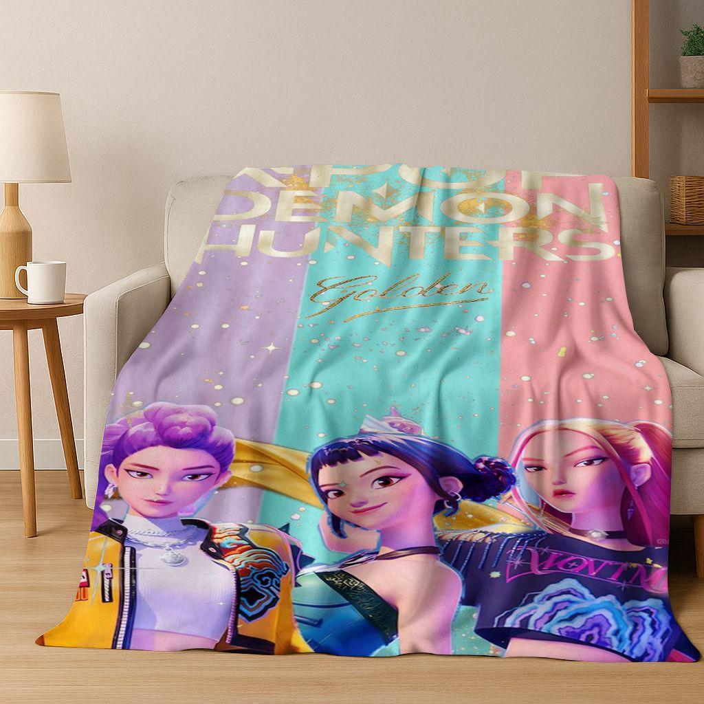 26 Stil Neue KPOP Dämonenjäger Rumi Mira Zoey Cartoon Flanell Decke, Gemütliche Weiche Überwurfdecke für Zuhause Schlafzimmer Bett Sofa Abdeckung