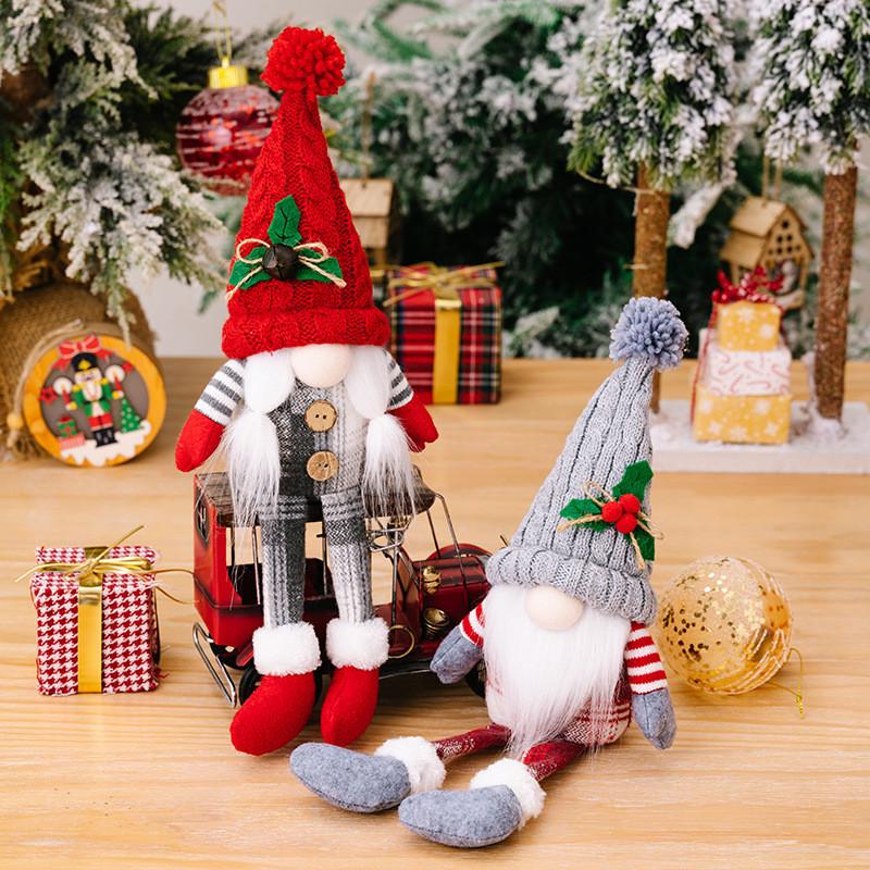 Adorable Nordic Style Christmas Decoration Rudolf Faceless Doll With Knit Cap