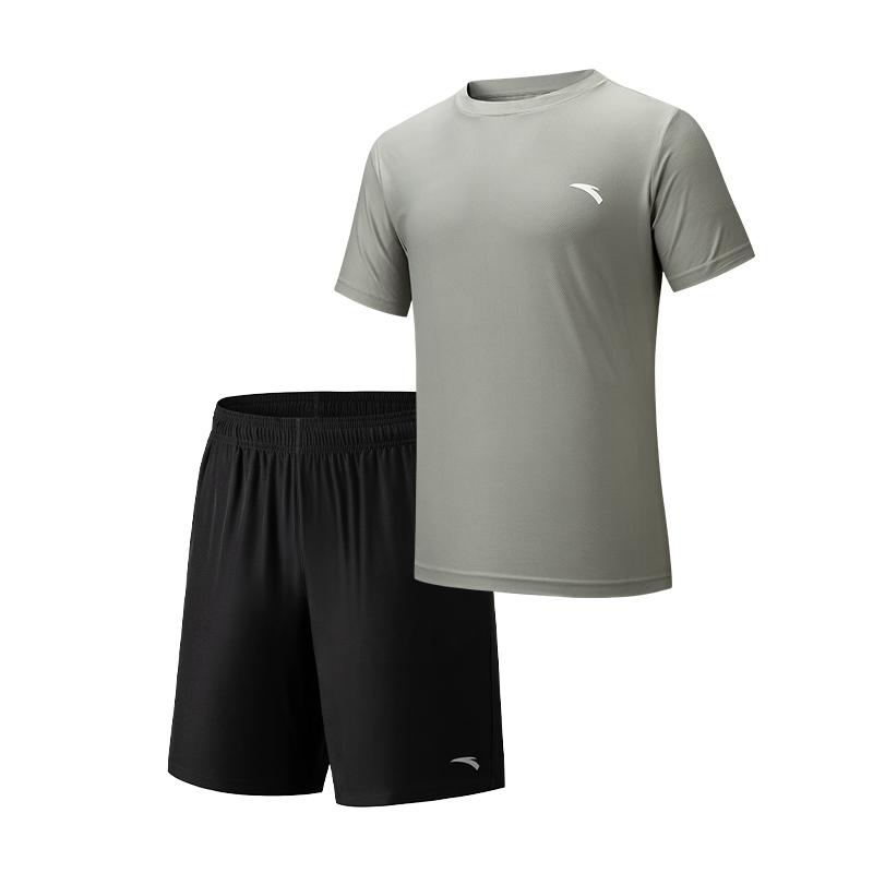 Anta Comfortable Versatile Skin-Friendly Moisture-Wicking Short Sleeve T-Shirt Quick-Drying Breathable Thin Shorts Casual Sports Set 192627973R-2 L