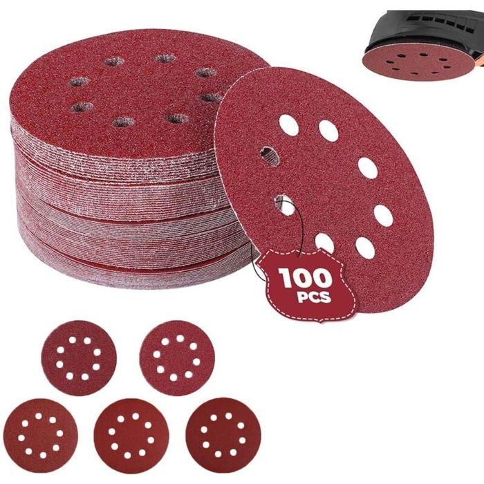 AIMOONSA Lot 100 disques abrasifs 125 mm pour ponceuse excentrique - P60/P80/P100/P120/P240