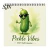 Thick Paper Monthly Organizer Pickle Wall Calendar 2027, Funny Pickled Cucumber Illustrations 12 Student Study Room Month Planner, Spiral Bound
