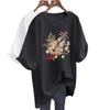 Cotton White Short-sleeved T-shirt Women's Medium and Long Summer 2025 New Printed Loose Large Size Round Neck Half-sleeved Top T