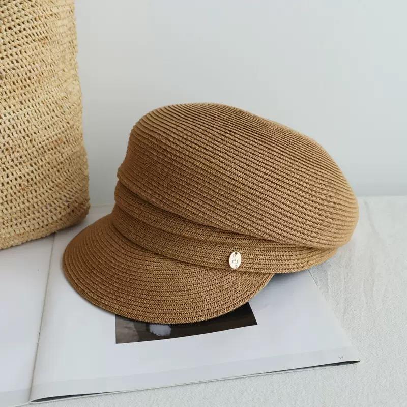 new Japanese Hats For Women Solid Plain Octagonal Newsboy Cap Ladies Summer Casual Straw Hat Beret Painter Cap Military Bonnets
