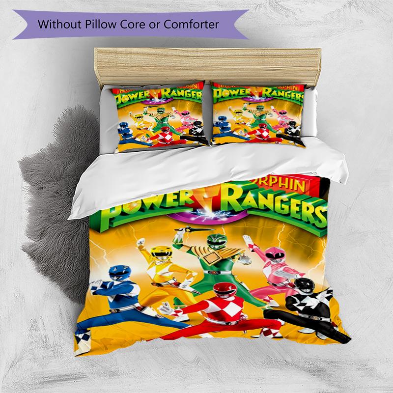 3pcs Mighty Morphin Power Rangers Pattern Bedding Set Duvet Cover Set Includes Duvet Cover &pillowcases, Perfect All Season Bedroom Decoration & Gift