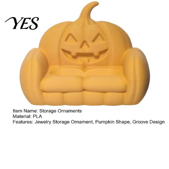 Ring And Earring Organizer Pumpkin Jewelry Storage Ornament, 3D Printed Halloween Small Accessory Sofa Shape, Handicrafts for Rings Earrings