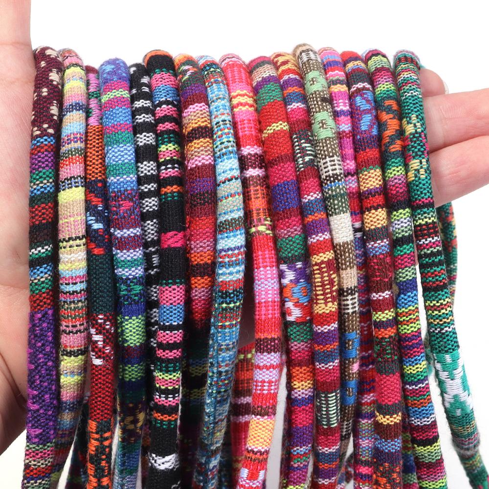 6mm Round Cotton Cords Handmade Colorful Ethnic Style Jewelry Rope For Ornament Making DIY Crafts Bracelet Necklace Accessories